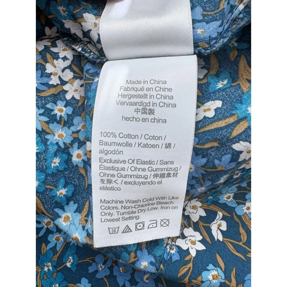 J. Crew Smocked Neck Puff Sleeve Top in Liberty Fabric Sea Blossoms Size Large